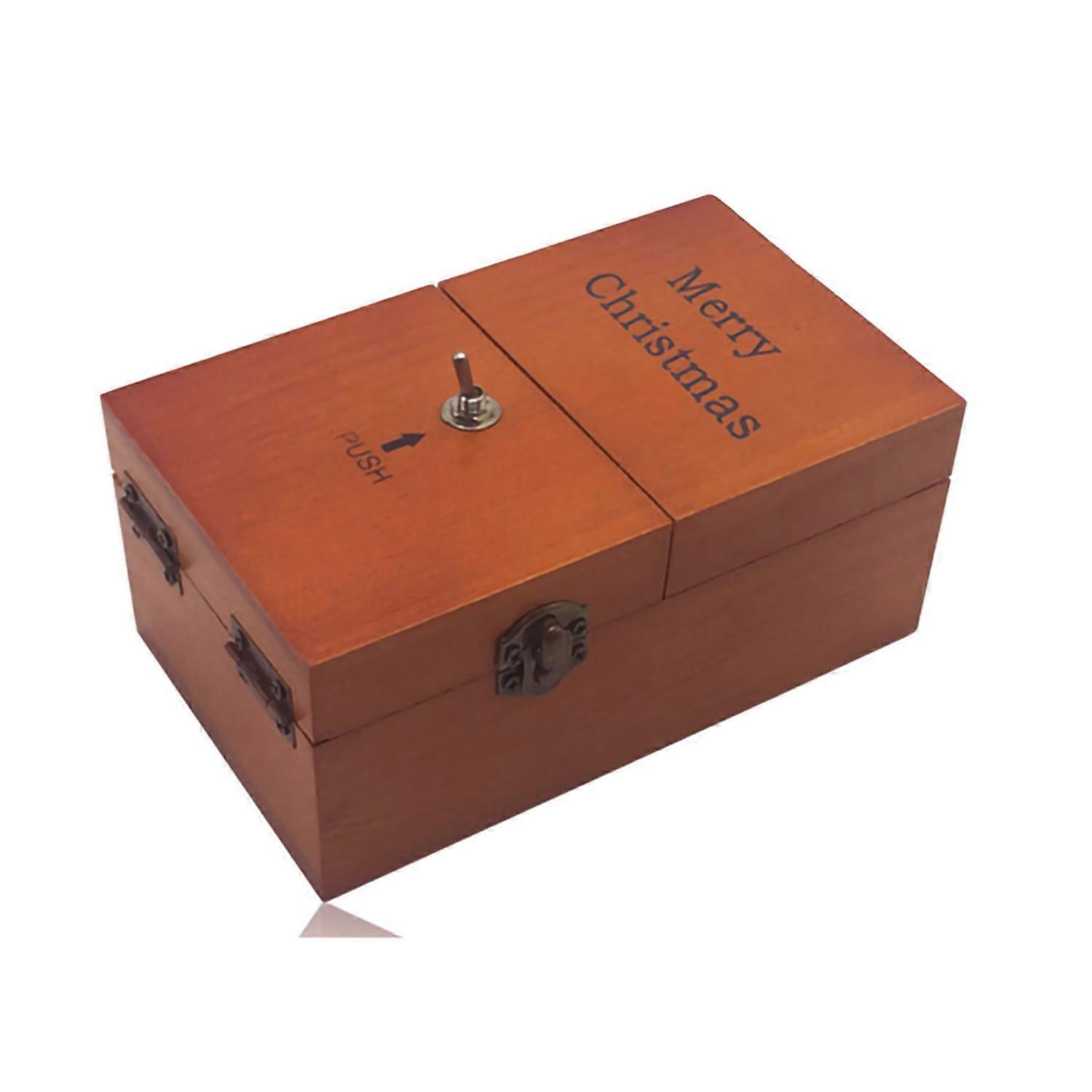 Useless Box Decompression Environmental Friendly Natural Pine Pointless Box with Metal Buttons for K