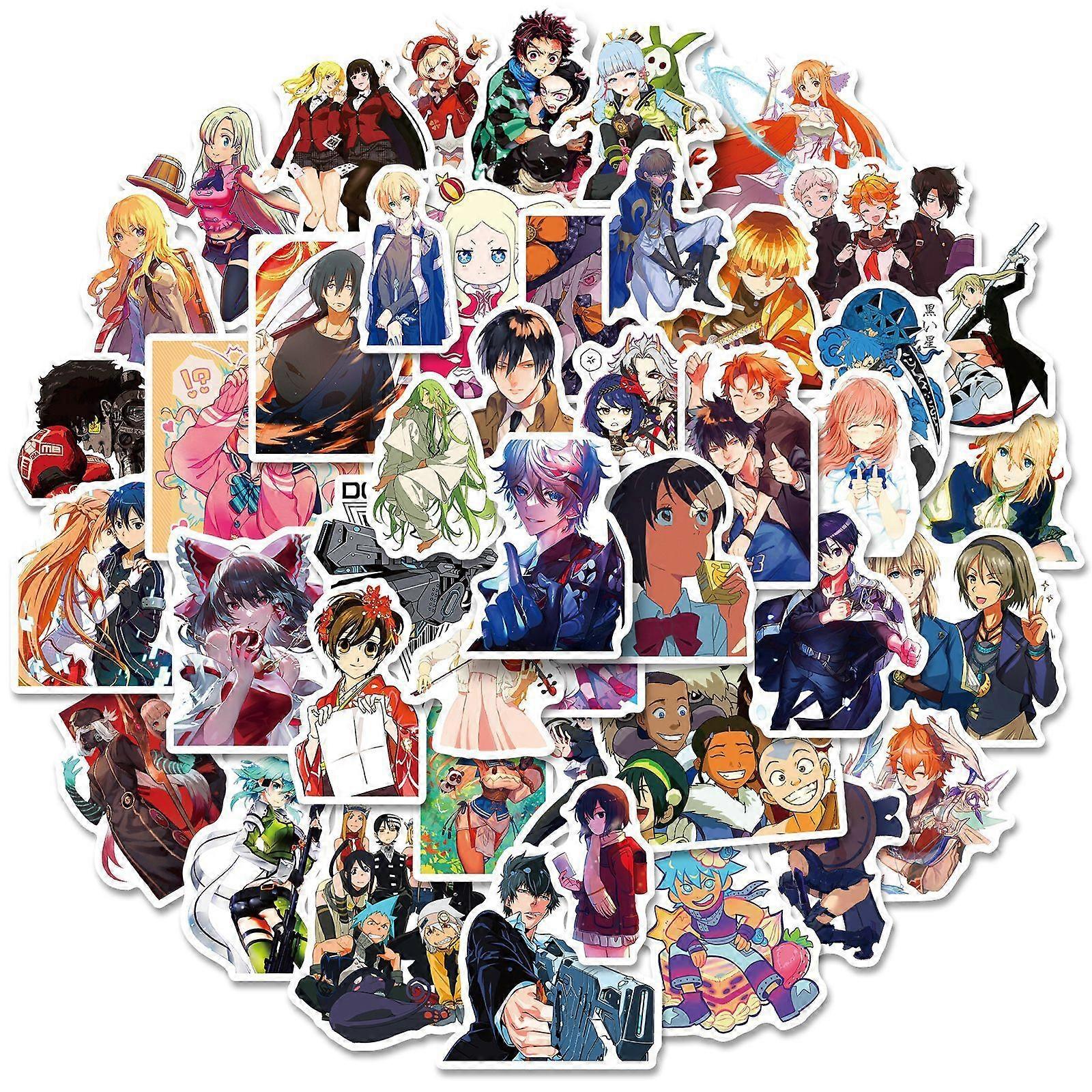 Cartoon Anime Characters Stickers, Set of 50, Waterproof and UV Resistant, Great for All Your Gadgets
