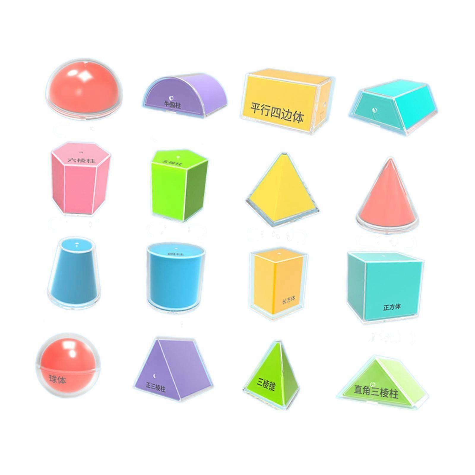 16Pcs Geometric Solids Math Manipulatives for Math Teacher Supplies Students