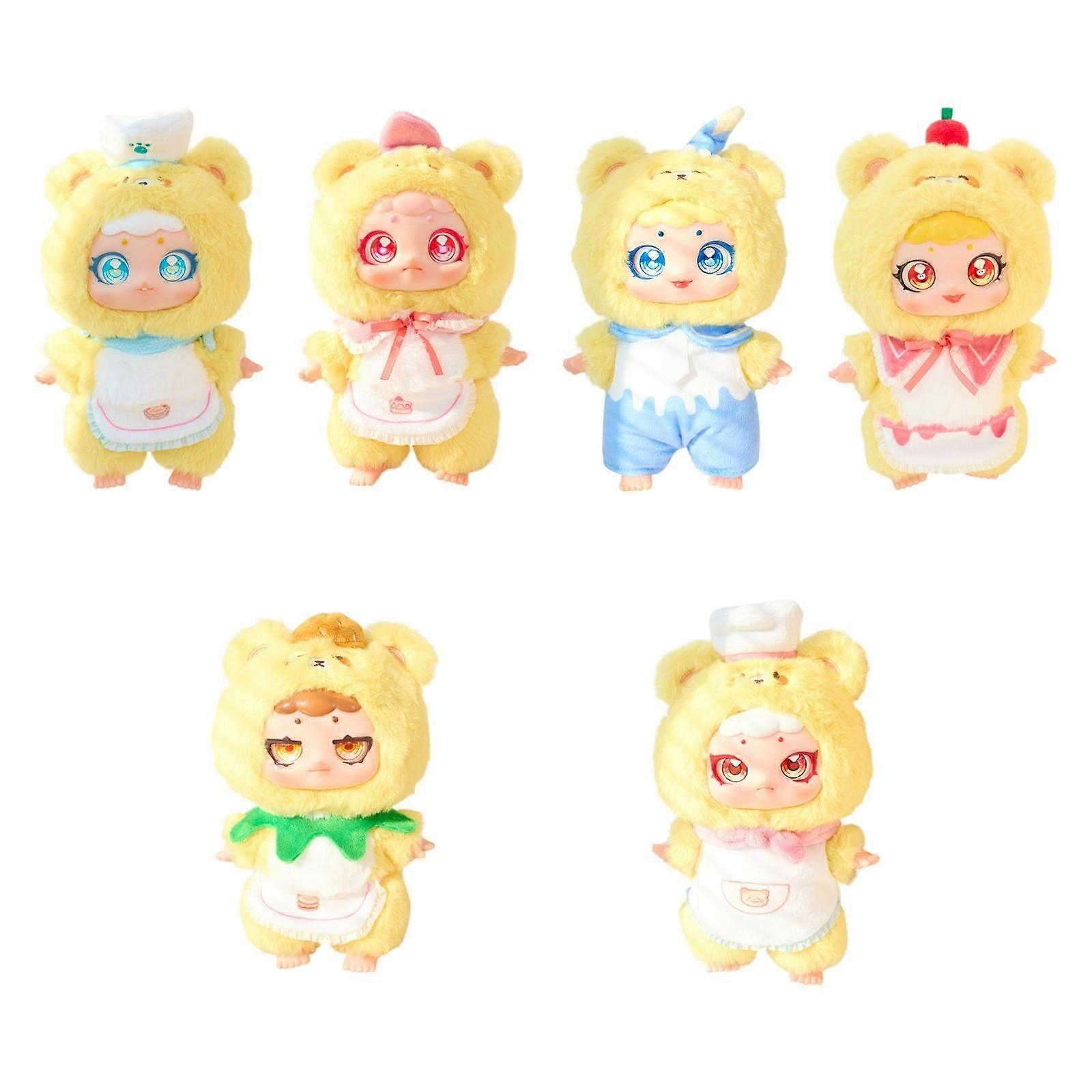 6Pcs Plush Doll Keychain Pendant Portable Random Design Box for Adults Teens