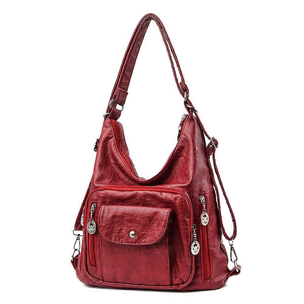 Women's PU Leather Backpack and Handbag with Multiple Compartments