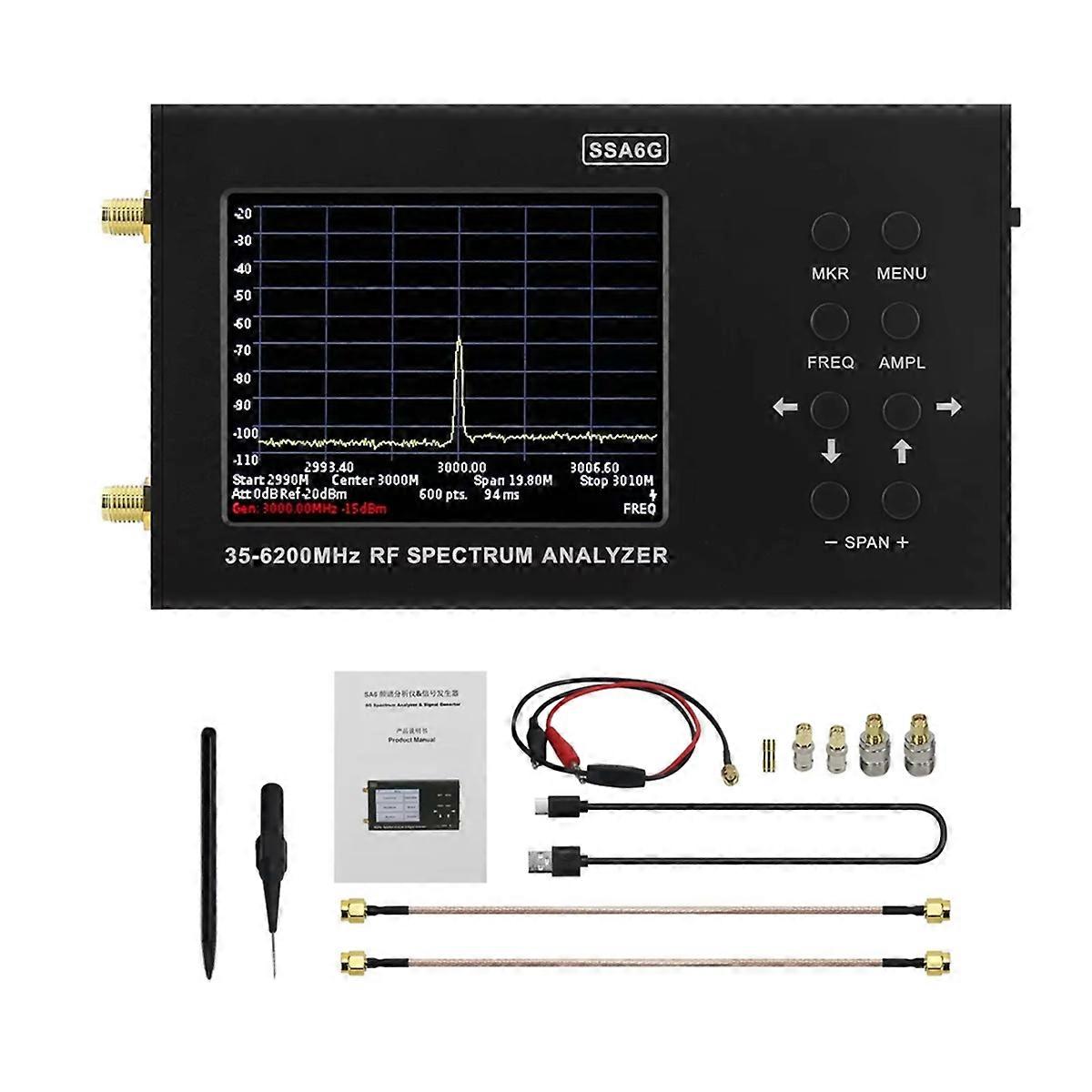 SSA6G RF Spectrum Analyzer 35MHz-6200MHz RF Multimeter Spectrum Explorer with Test Probe
