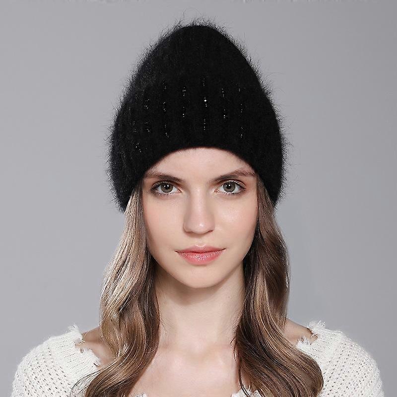 Women's Winter Rabbit Hair Knitted Warm Versatile Solid Color Wool Hat