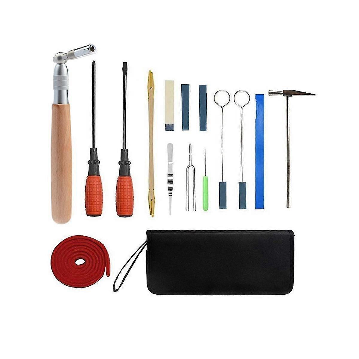 16-piece Set Professional Piano Tuning Kit Tuner Tool Set Wooden Handle Fixed Tuning Wrench With Ba