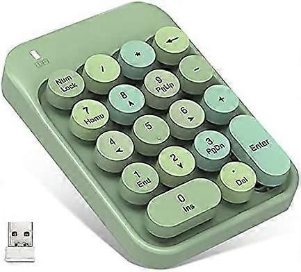 ALKEM Wireless Number Pad 2.4GHz Wireless Numeric Keypad Retro Style Round Keycaps Numpad 18 Keys Portable Number Keyboard with USB Receiver for Lapto