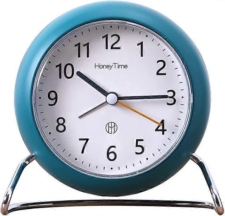 4 Inch Round Non-Ticking Alarm Clock, Battery Operated, Light Emitting Function, Super Silent Alarm Clock, Simple and Stylish Design for Desk/Bedroom 