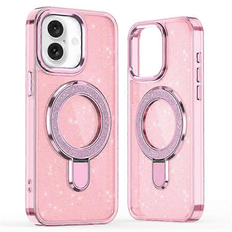 Compatible For iPhone 16 Case Glitter Design TPU+PC Kickstand Phone Protector