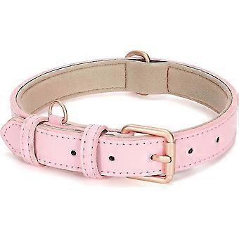 Dog Collar for Small Medium Large Dog Adjustable Soft Breathable Leather Padded Puppy Collar Heavy Duty Waterproof,M