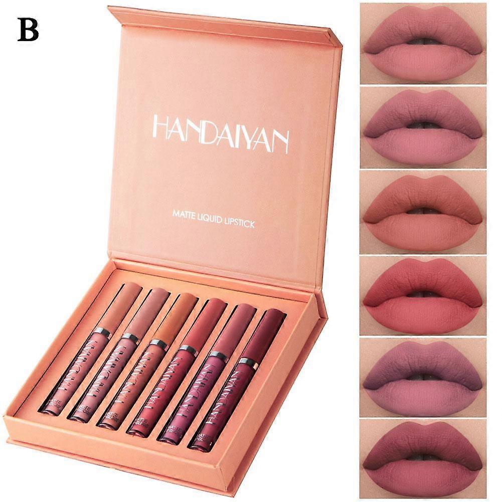 6-Color Matte Lip Gloss Set Long Lasting Moisturizing Non Sticky Full Coverage Lipstick Kit