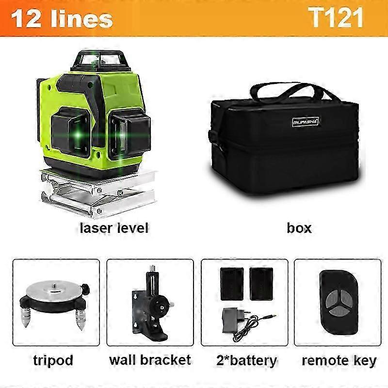 Laser Level Green 12&16 Lines Outdoor Working Can Adapted Receiver Lithium Battery 12&16 Lines