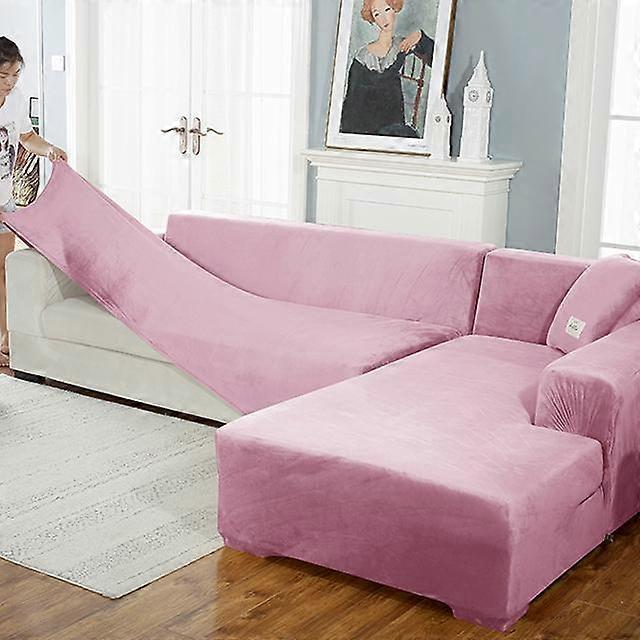 Velvet Sofa Cover Luxury L Shape Sofas Cover Plain Color Corner Sofa Covers Armchair Anti -Dust Elastic Slipcover Pet Friendly