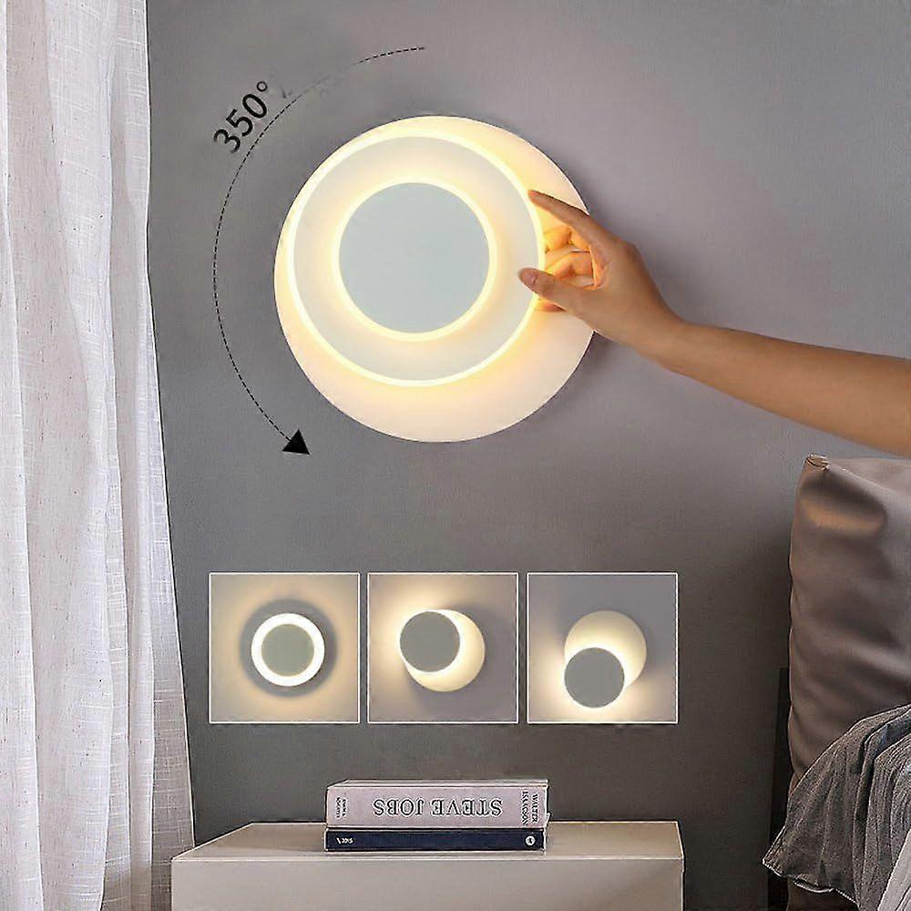 LED round wall light white body warm white light three layers can rotate 20w