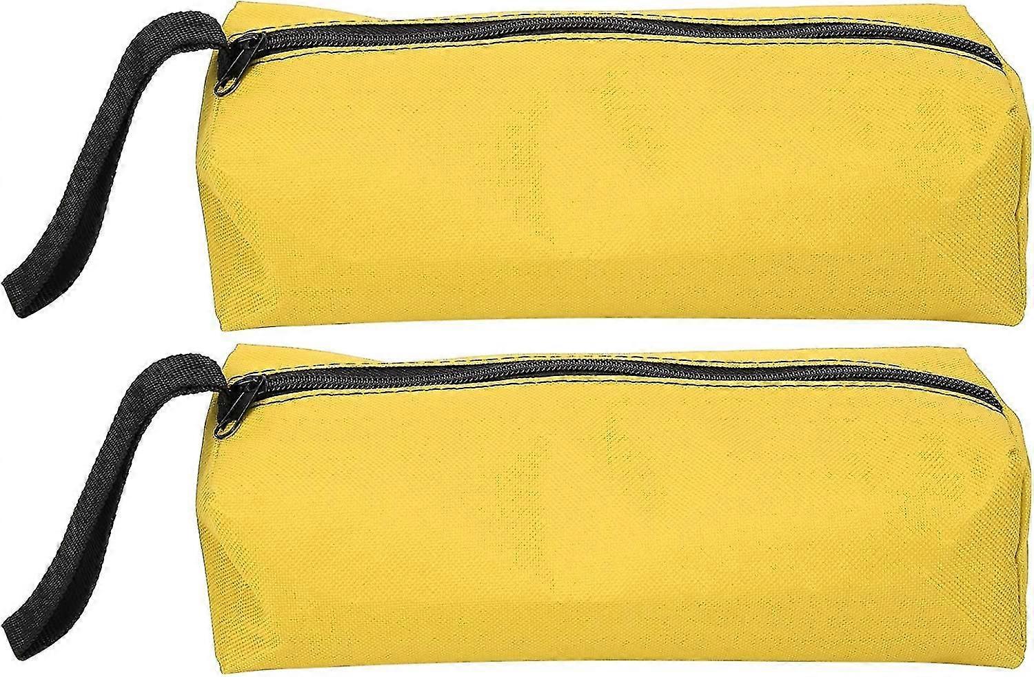 2 Pieces Empty Tool Bag Small Portable Tool Bag Tool Storage Bag Canvas Multifunctional Tool Bag Zippered Multipurpose Organizer (yellow)