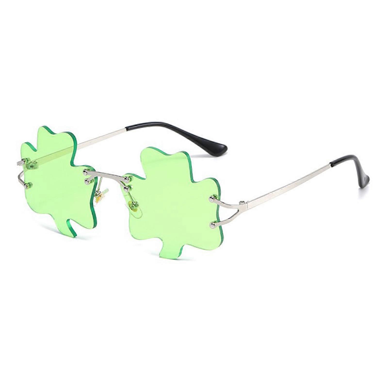 Unique Sunglasses Green Color Unique Clovers Shape Frame for Women Girlfriend Taking Photo Props Fashion Decoration