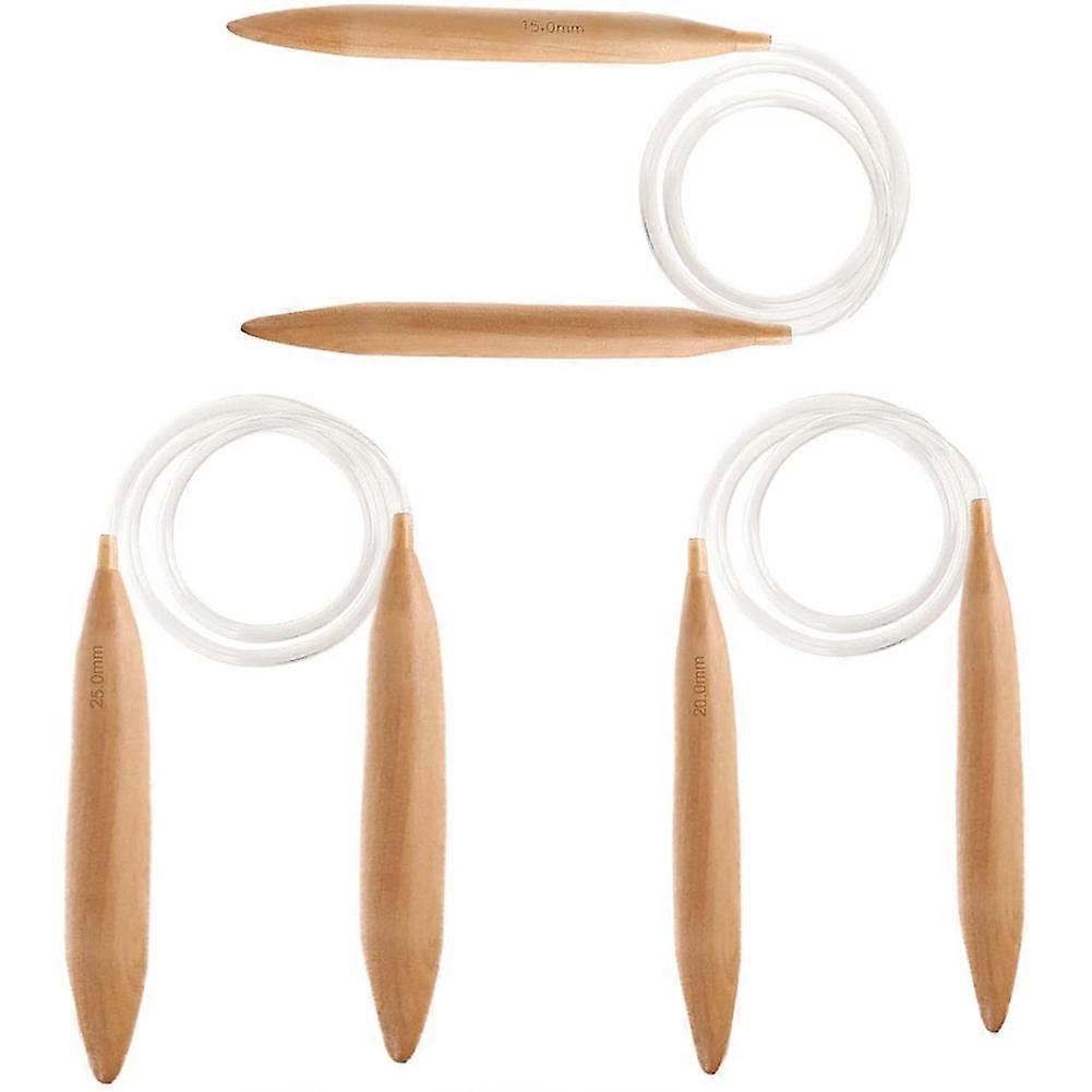 Wooden Needles,15/20/25mm for Chunky Yarn Circular Knitting Needle