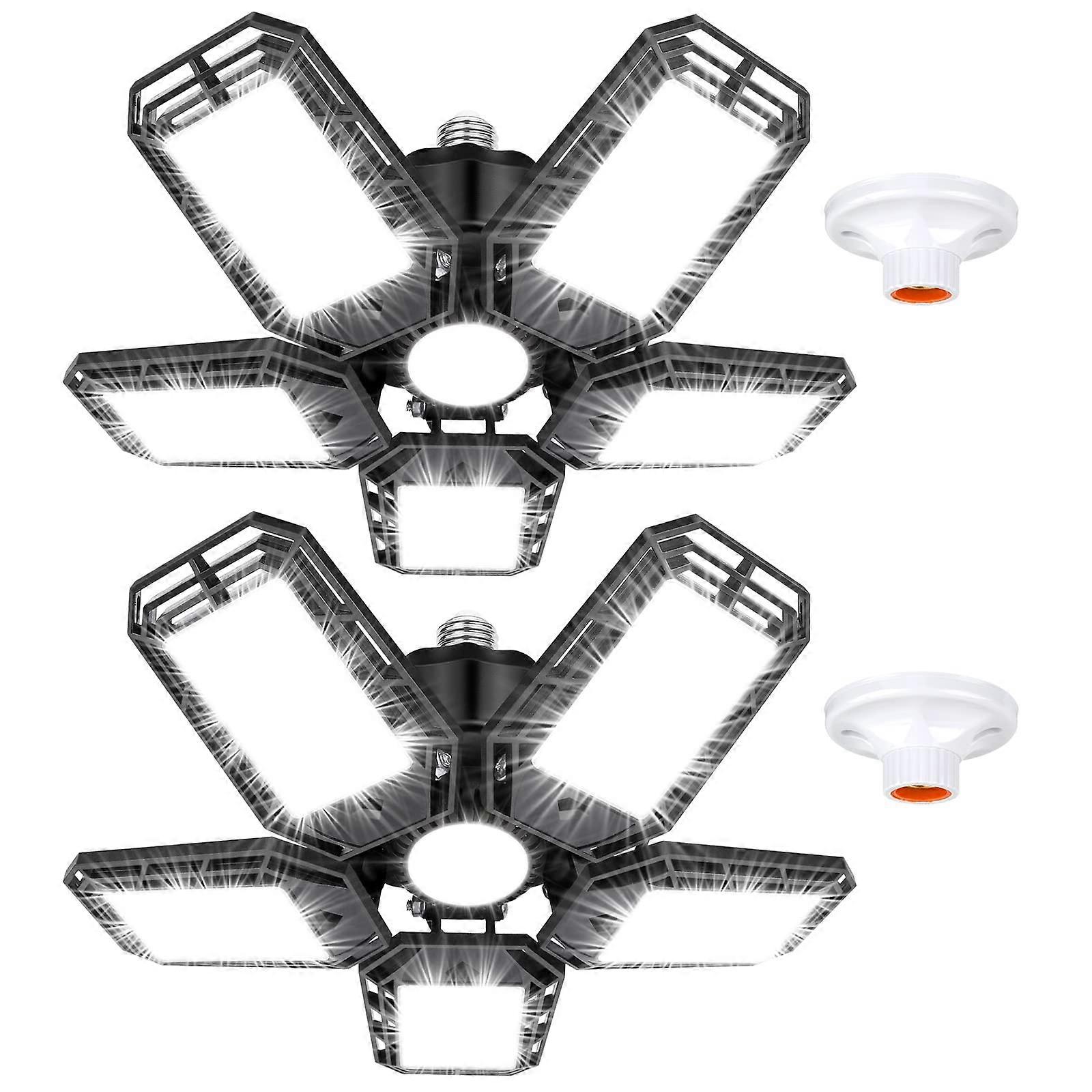 2 Pack LED Garage Lights, Bright 60W Adjustable Ceiling Fixtures for Workshop, Utility Room, and Basement Use