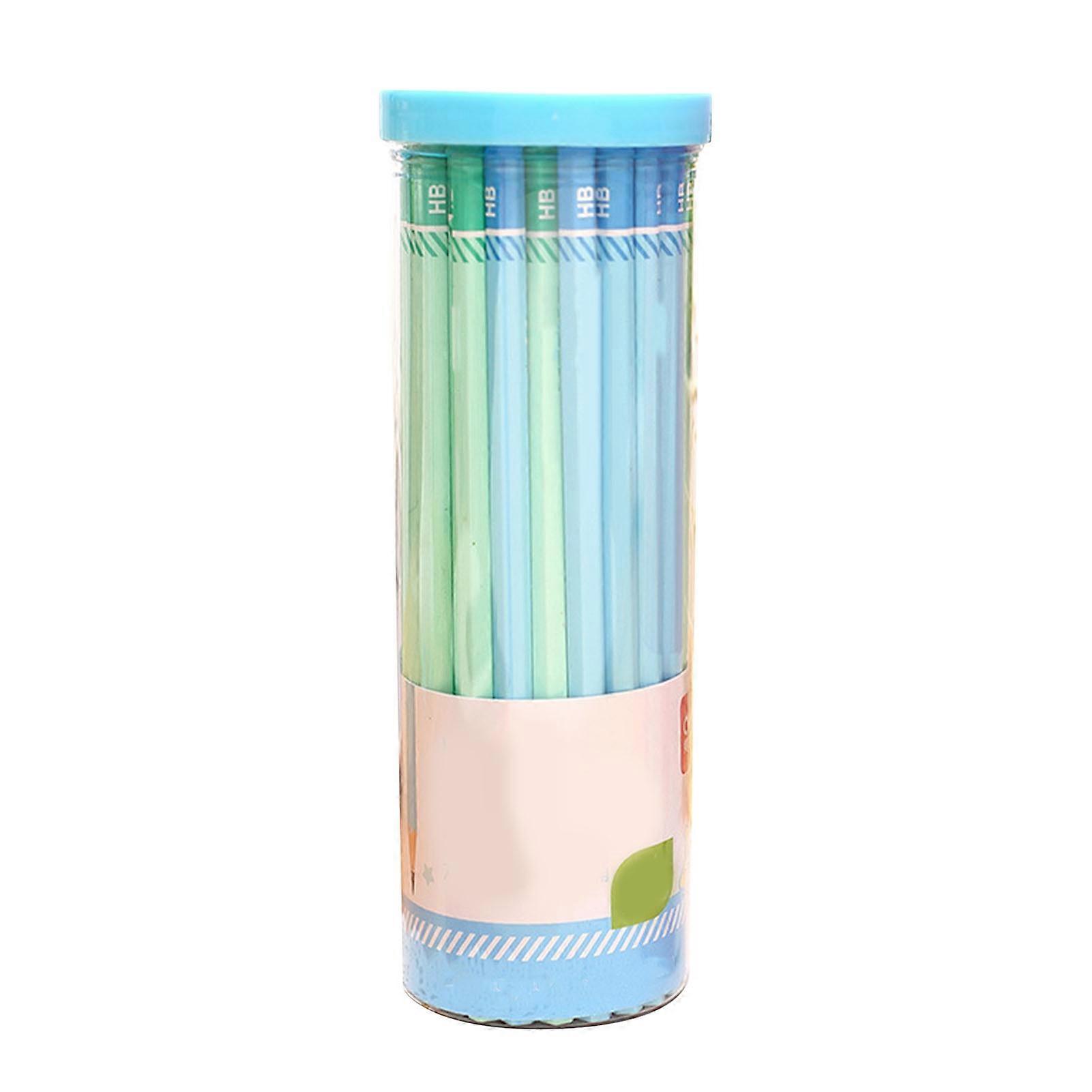 50 Pcs Writing Pencil Set HB Pencil Ergonomic Handle Safe Sketching Drawing Pencil Set for Beginners Artists Blue