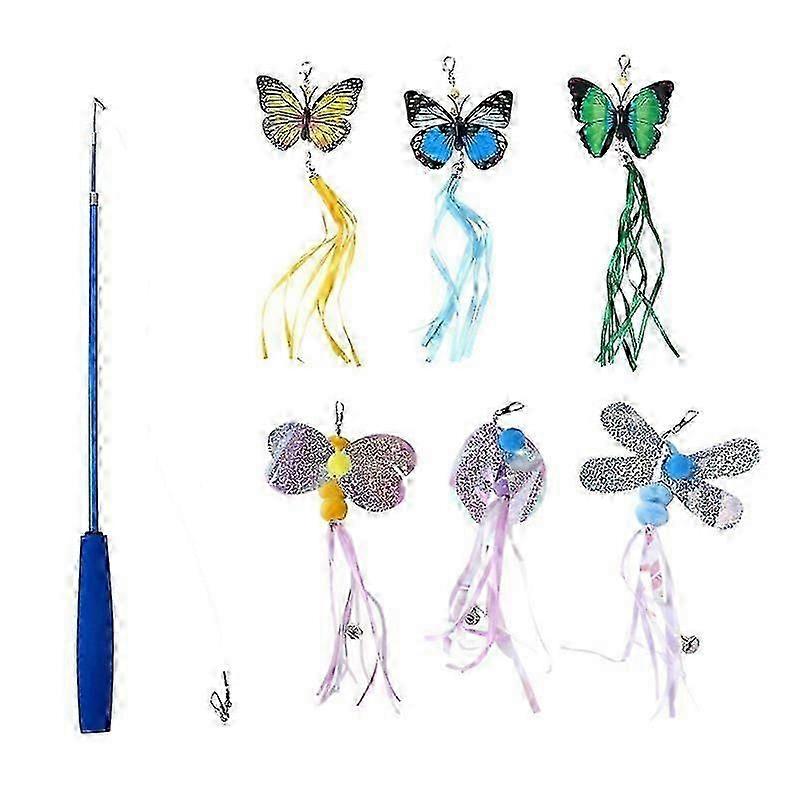 7 Adet/takım Kedi Teaser Oyuncak Asa Kit Çeşitli Kelebek Yusufçuklar Teaser Oyuncaklar