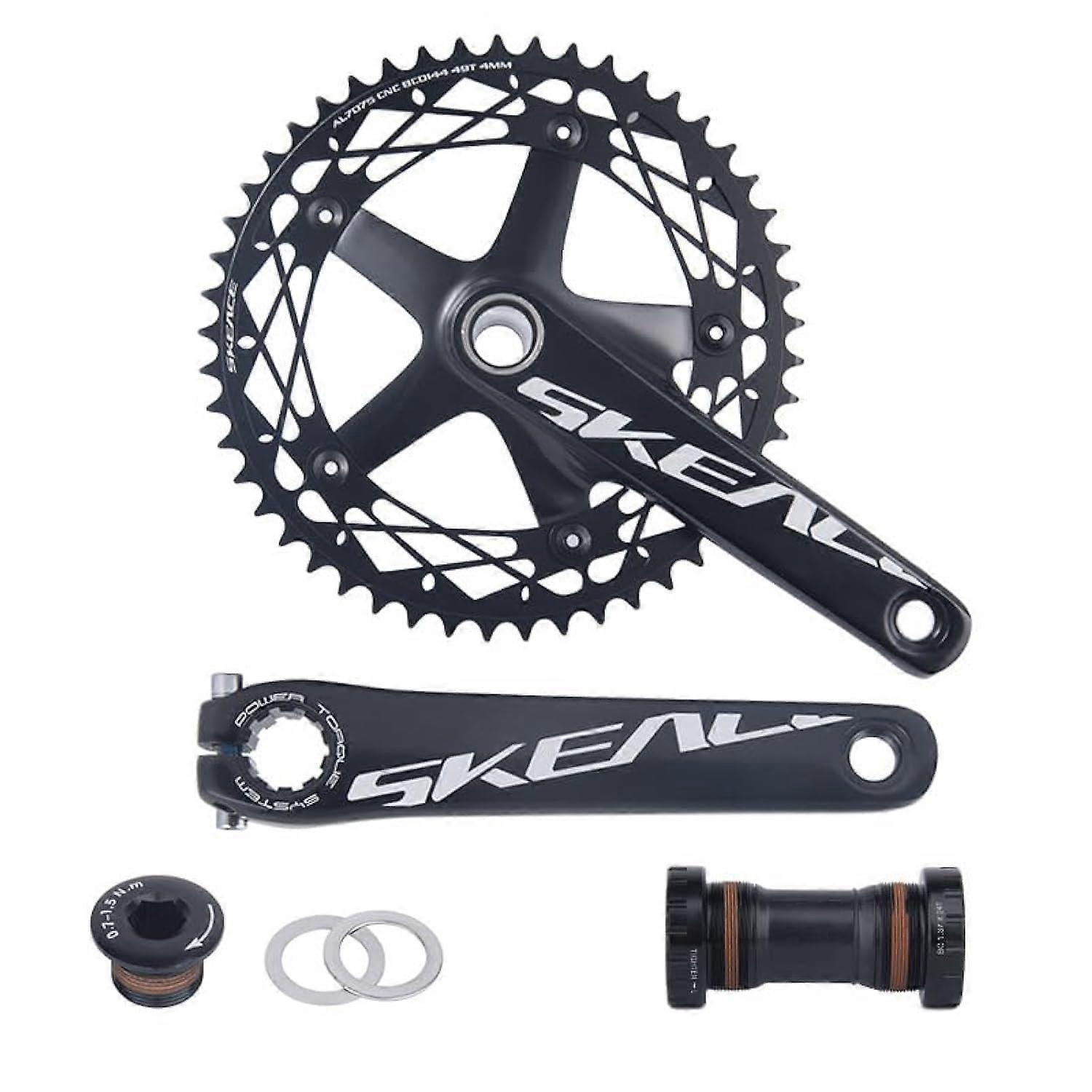 165mm Bike Cranksets 144BCD Aluminium Alloy Single Speed Round Chainring Fit for Bicycle Track