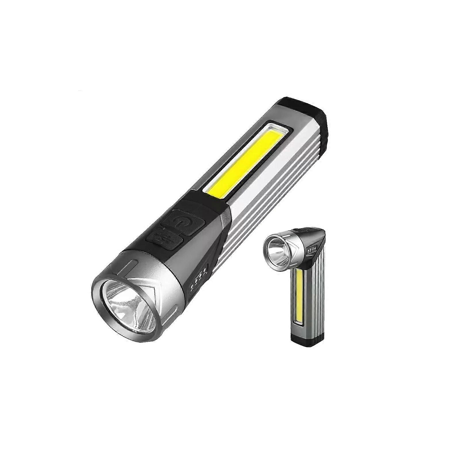 Outdoor LED Fixed Rotating Strong Light Flashlight Watertight And Multifunctional 90 Degree Folding Handheld Work Light Portable USB Charging