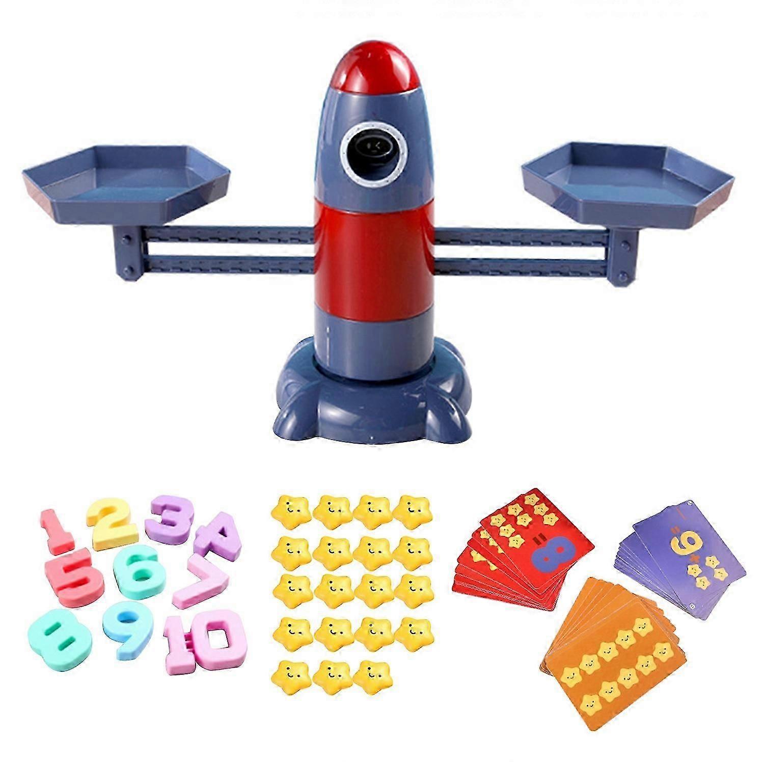 Kids Rocket Scale Toy With 19 Star Weights Math Counting Number Learning Parent-child Interactive