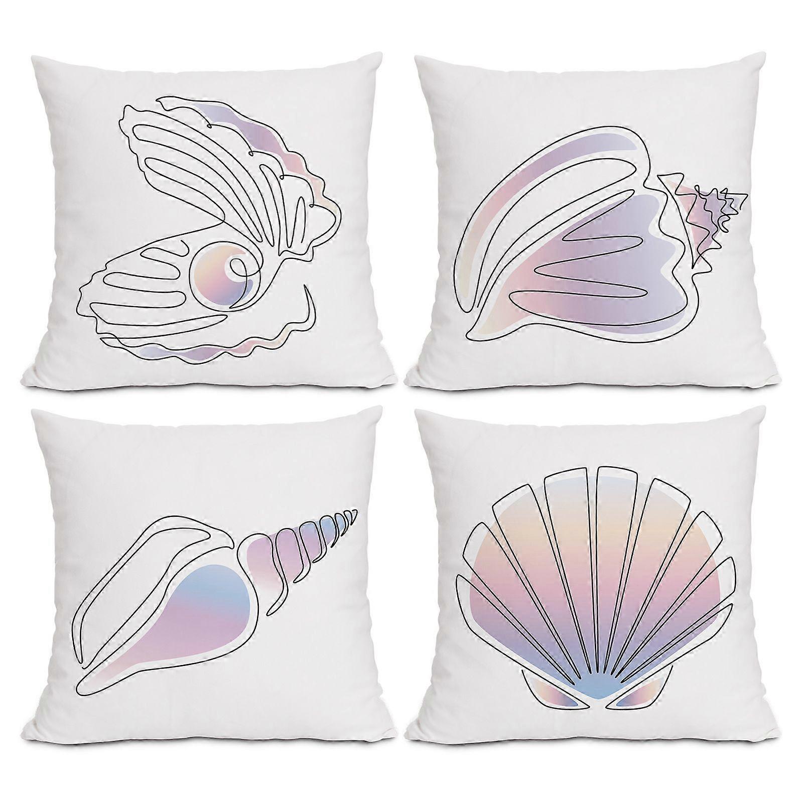 Cushion Covers Simple Lines, Seashell, Conch, Shell Pillow, Cushion Cover (Pillow Core Not Included), 45*45cm