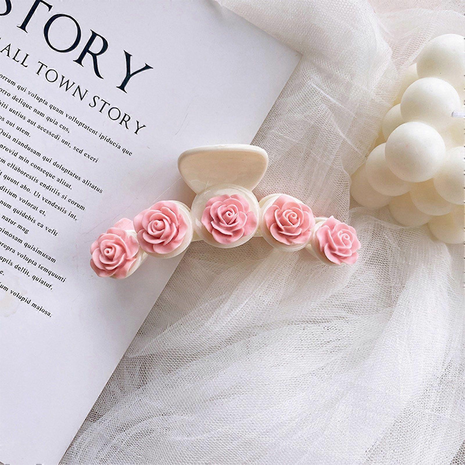 unbrand Sweet Girl Heart Hairpin Color Grip Girly Heart Hair Claw for Women Headdress Barrette Milky