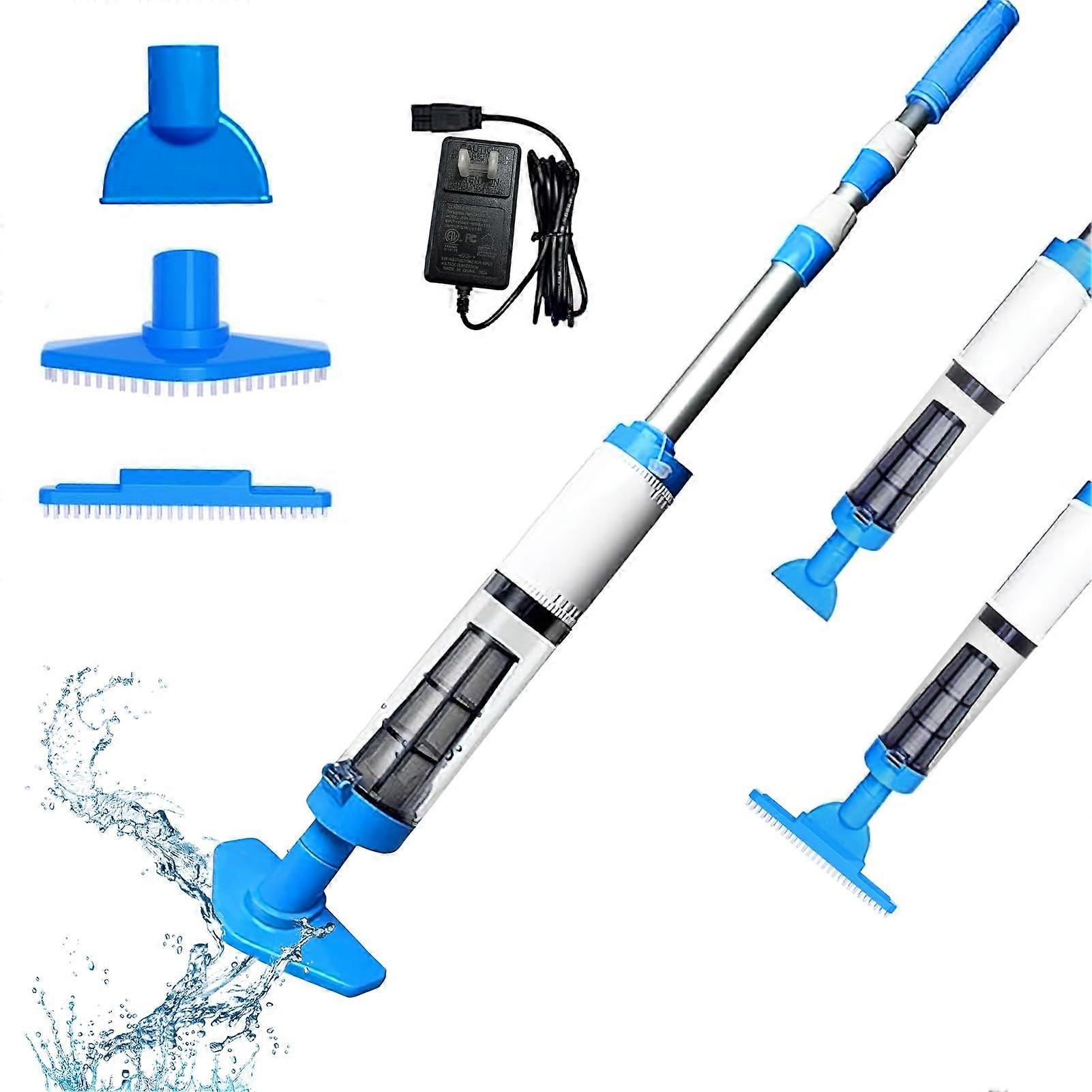 Rechargeable Swimming Pool Cleaner for Inground Pools and Hot Tubs, Telescopic Pole Set