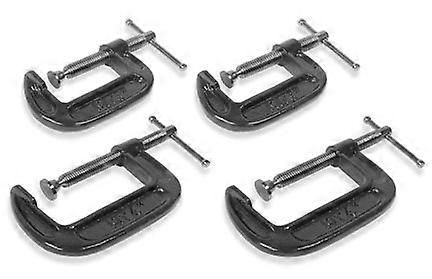 4pc 'C' Clamp Set - Heavy-Duty Steel, 2-Inch Jaw Opening, Ideal for Woodworking and Metalworking Projects