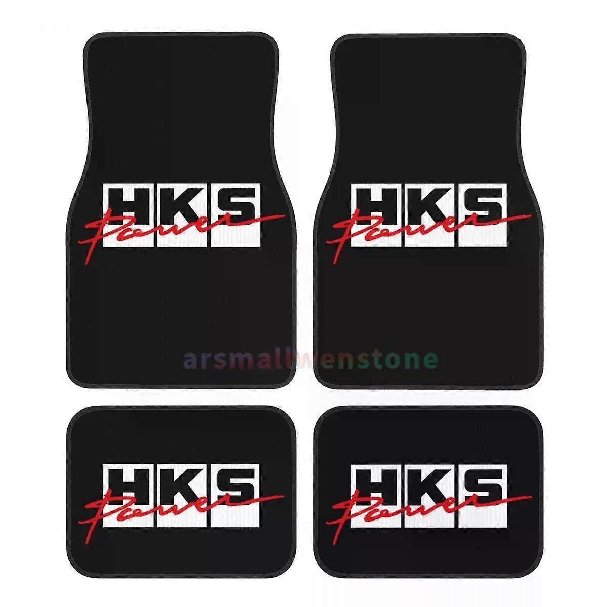 HKS Retro Pattern Car Floormat Heavy Duty Front Rear Rubber Floor Mats Carpet Floor Protection Fits Most Vehicles