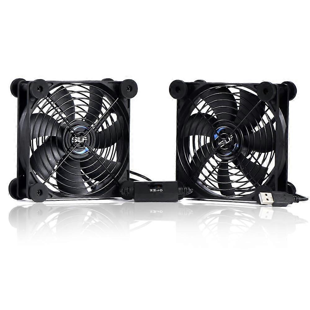 USB Dual 120mm Quiet Fan for Flat Panel TV Receiver Router DVR PlayStation Xbox Computer Cabinet Cooler