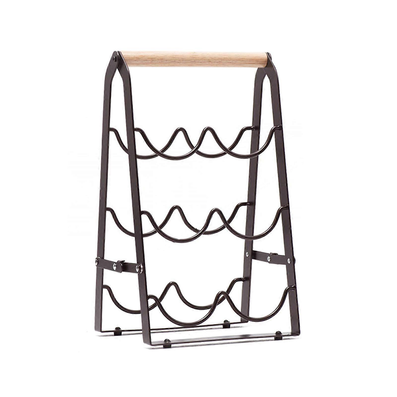 Space Saving 3 Tiers Wine Bottle Holder Storage Rack Foldable Display Shelf for Inside Cabinet or Countertops Display