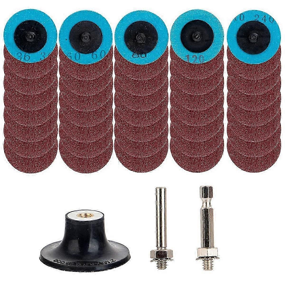 40pcs Quick Change 2 Inch Sanding Discs Set with 1/4 Inch Holder Surface Conditioning Abrasive Pads for Wood Metal Polishing DIY Craft Projects