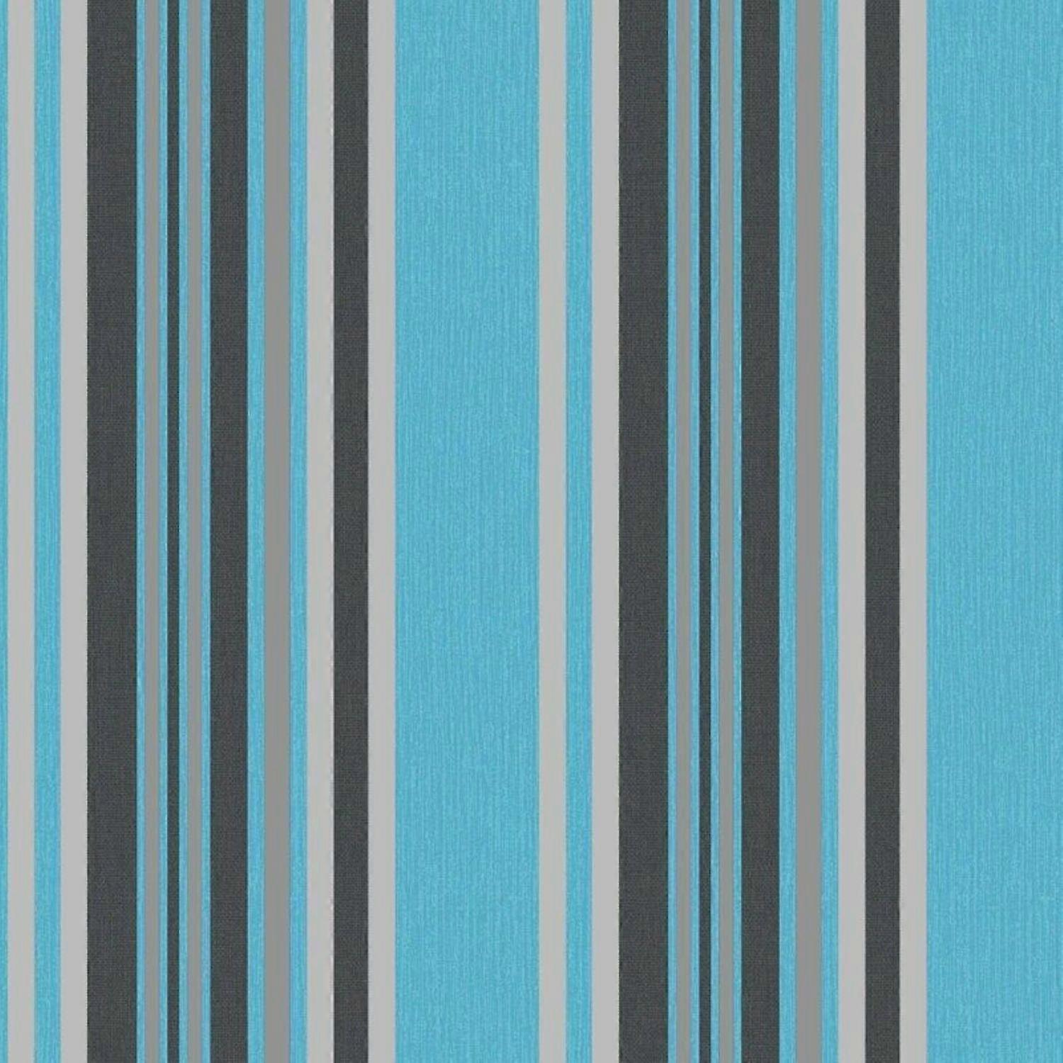 Marrakech Teal and Black Stripe Wallpaper