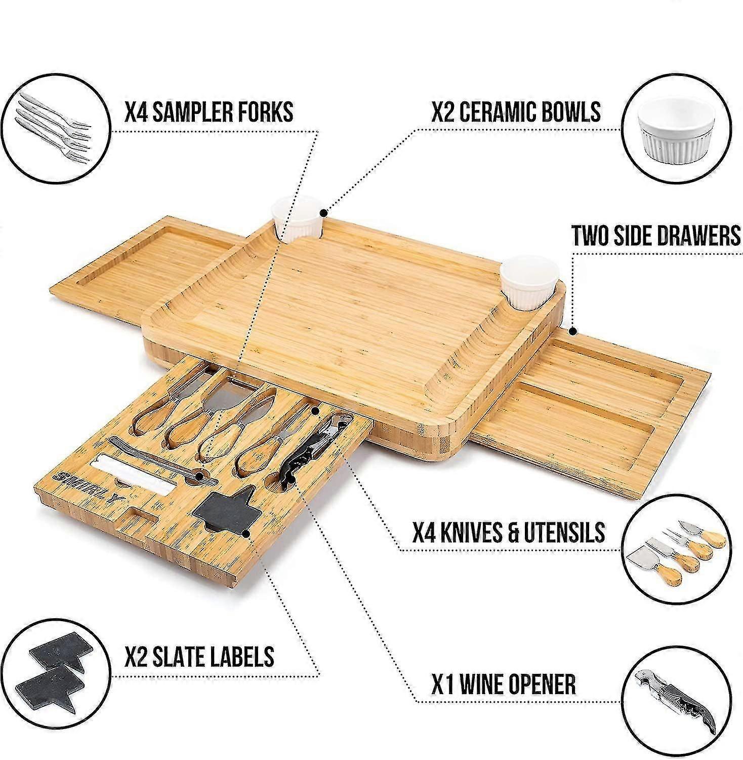 Cheese bamboo chopping board set creative cutlery