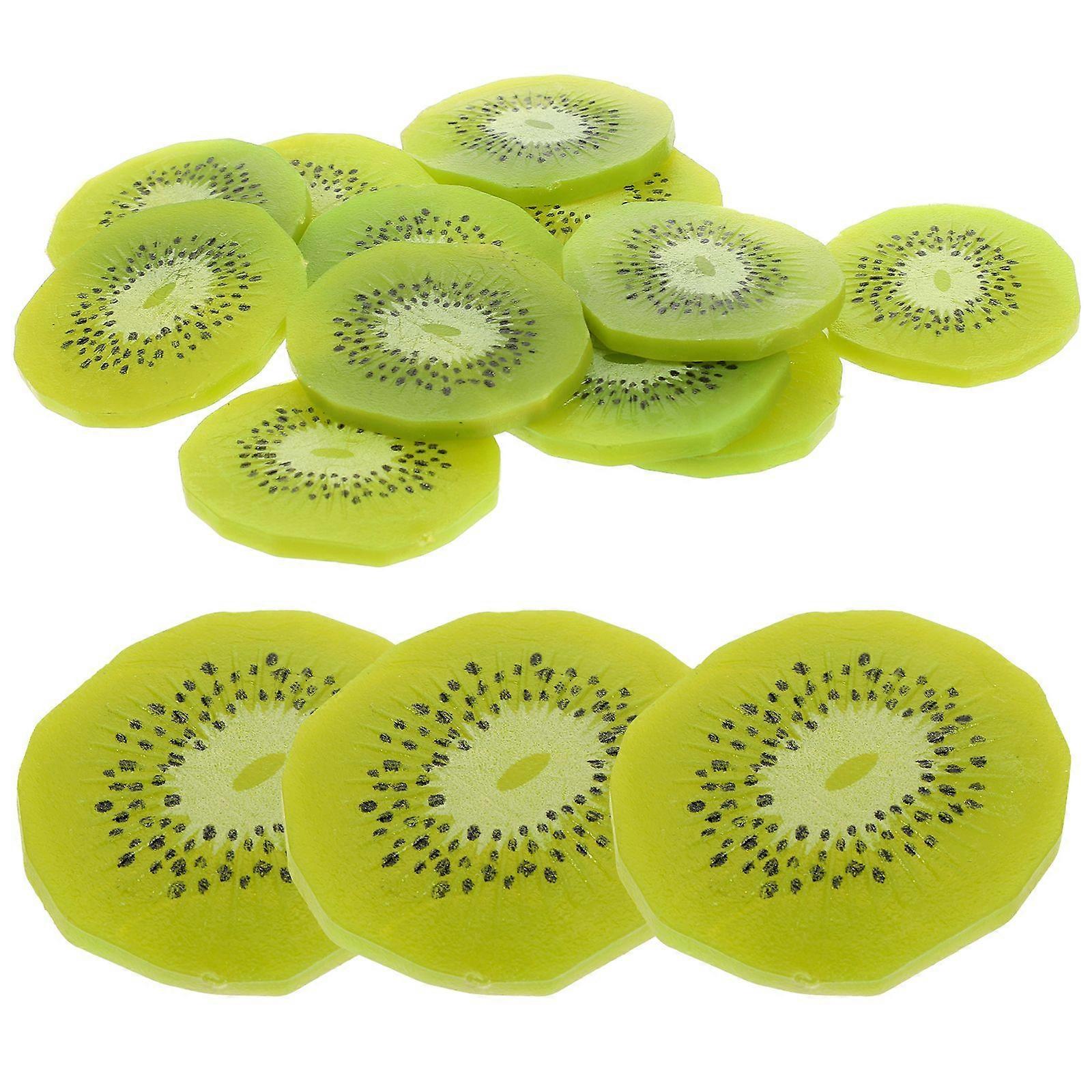 12Pcs Fake Kiwifruit Slice Models Supermarket Artificial Kiwifruit Slice Models Shooting Props