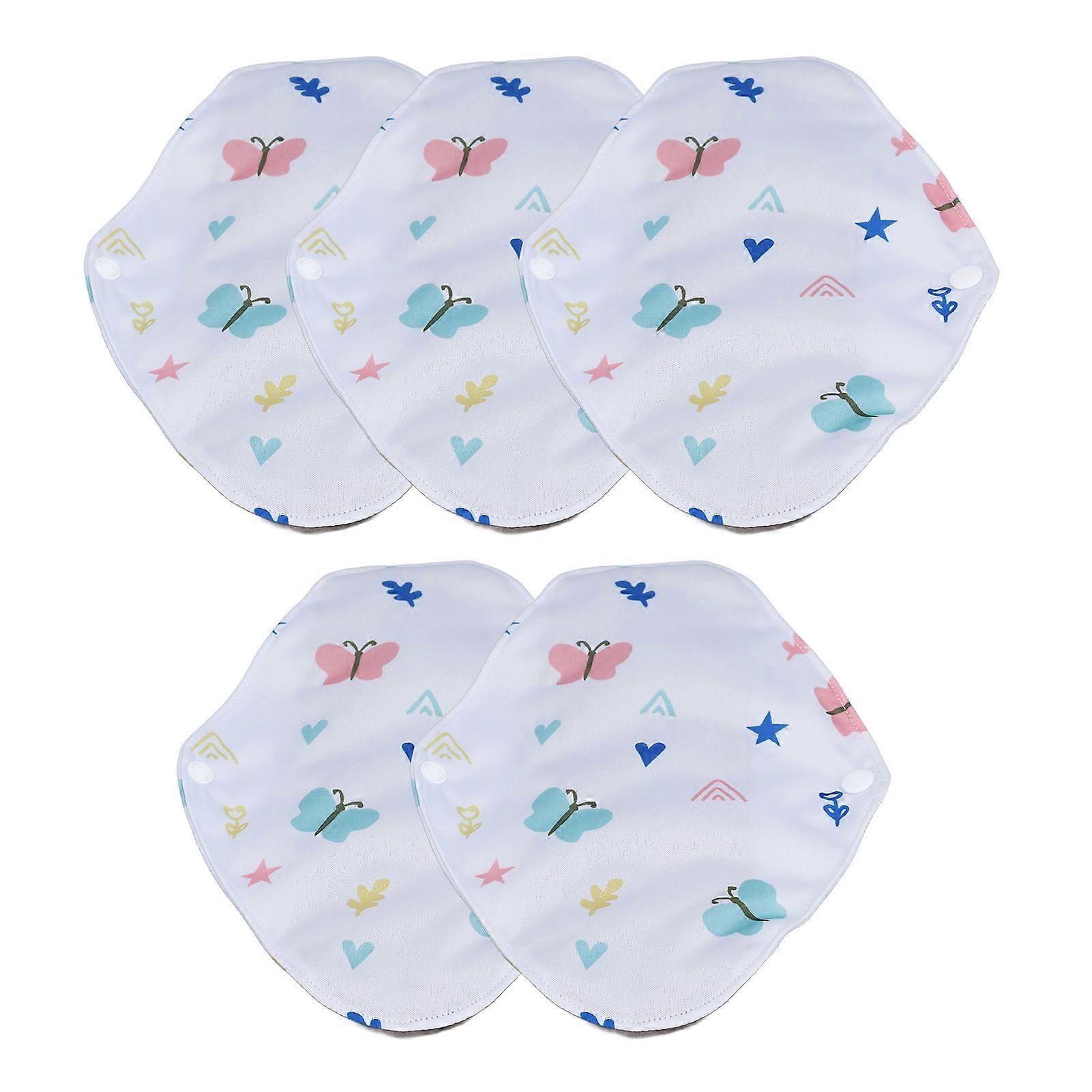5pcs Washable Sanitary Pad Waterproof Printing Breathable Reusable Bamboo Charcoal Pad for Postpartum Physiological Period T13