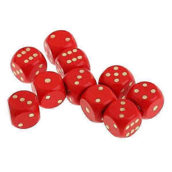 2-4pack 10 Pieces Wooden Dice D6 Dotted Dice for D&D TRPG Board Game Toy Red