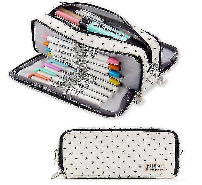 Large Capacity Pencil Case with 3 Compartments for Organizing Pens and Other Accessories, Suitable for Students and Professionals