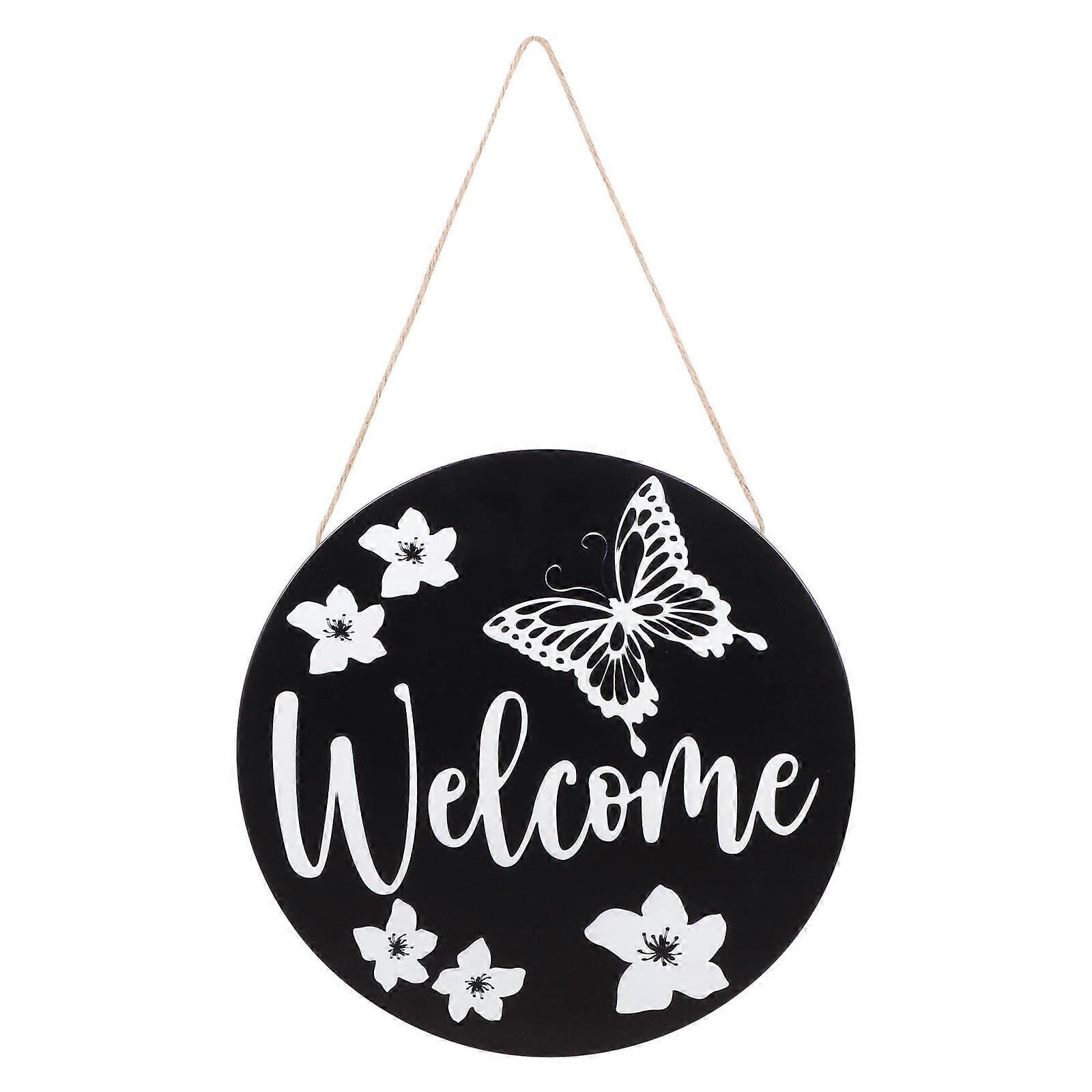 Butterfly Shaped Sign Welcome Door Decor Fresh Style Pendant Hanging Ornament Festival Layout 1Pack