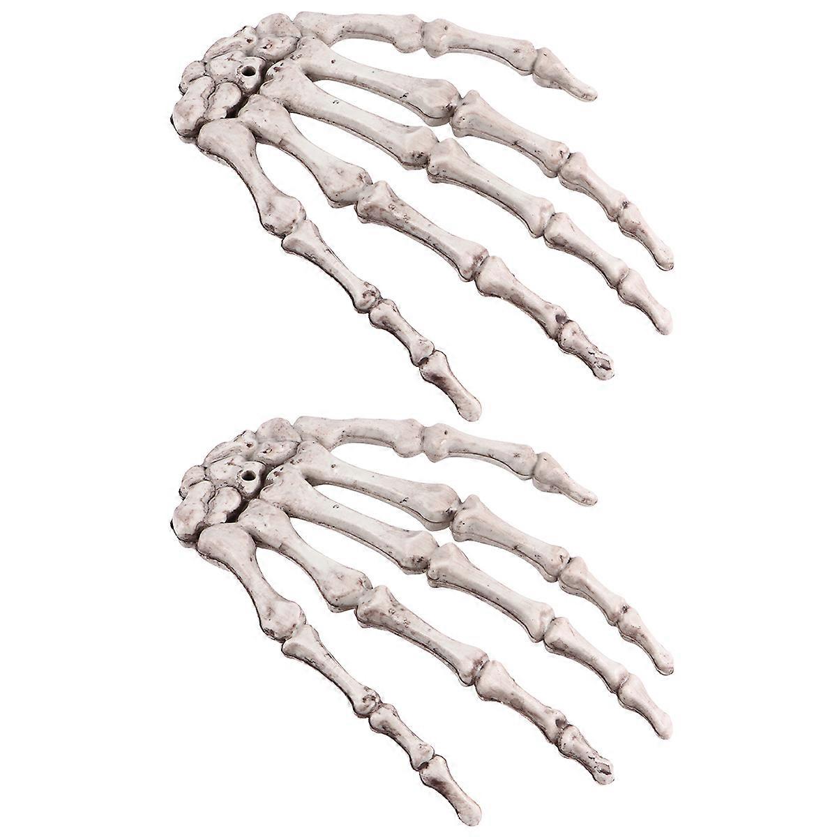 Halloween Decoration Skeleton Hand Bone Model For Haunted Houses Realistic Design Beige 1 Pair