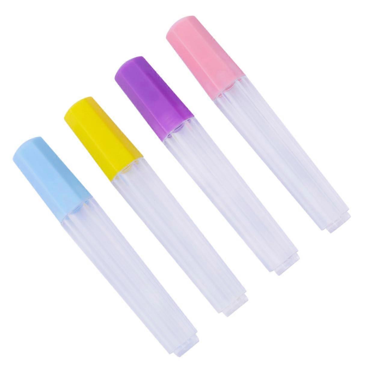 Transparent Needle Storage Tubes - 4 Pieces Plastic with Lockable Cap for Needle Holders and Craft Projects, Multiple Colors