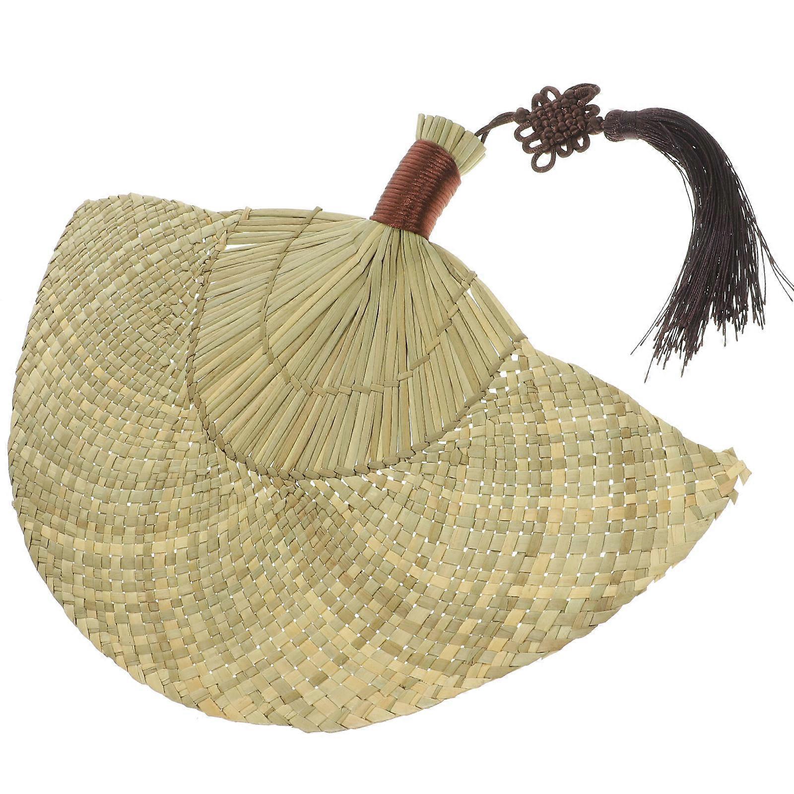 Hand Woven Straw Fan, Handmade Decorative Hand Fan for Summer Outdoor Events, Lightweight and Easy to Use with Delicate Weaving and Practical Design