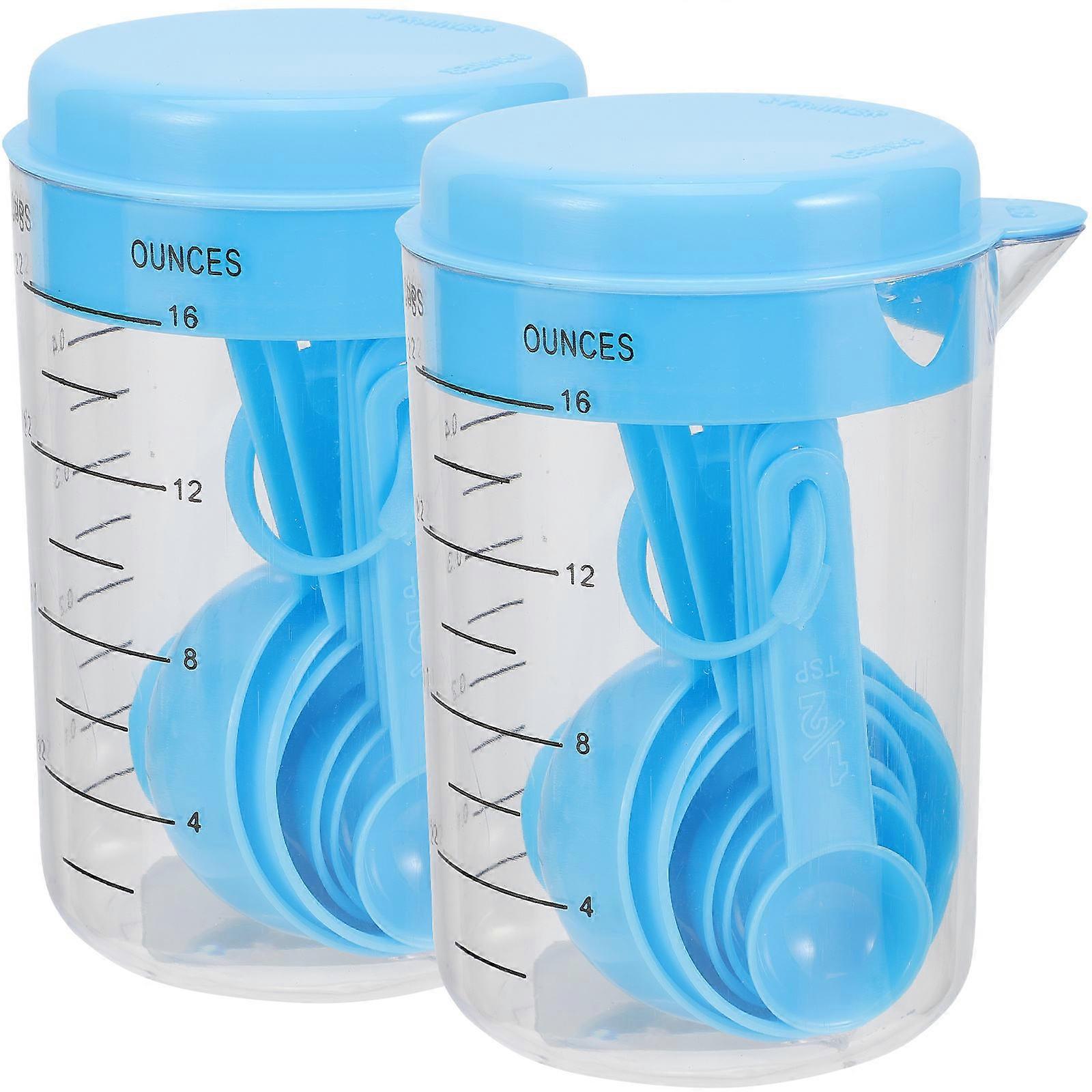 Measuring Cup Spoon Set Kitchen Measuring Utensils Baking Cooking Nested Plastic 2Sets