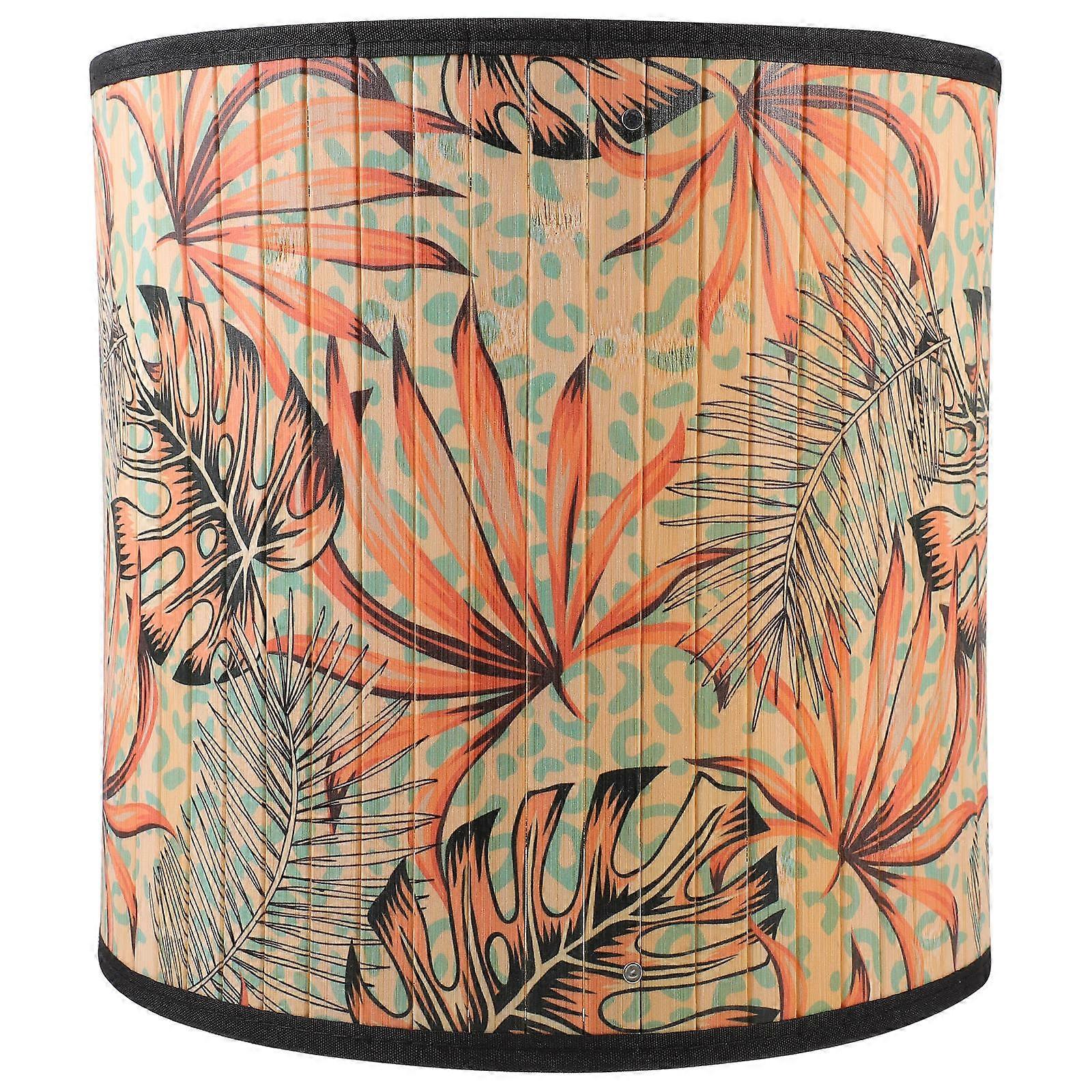 Bamboo Lampshade Cover Round Shape Pendant Light For Room Ambient Lighting Multi Color 1Set