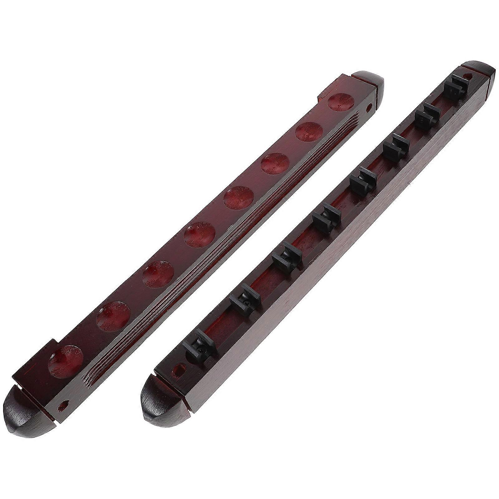 Billiards Stick Holder Billiard Cue Stand Pole Mount Dark Red Wood Game Room Sports Equipment Storage 1Set