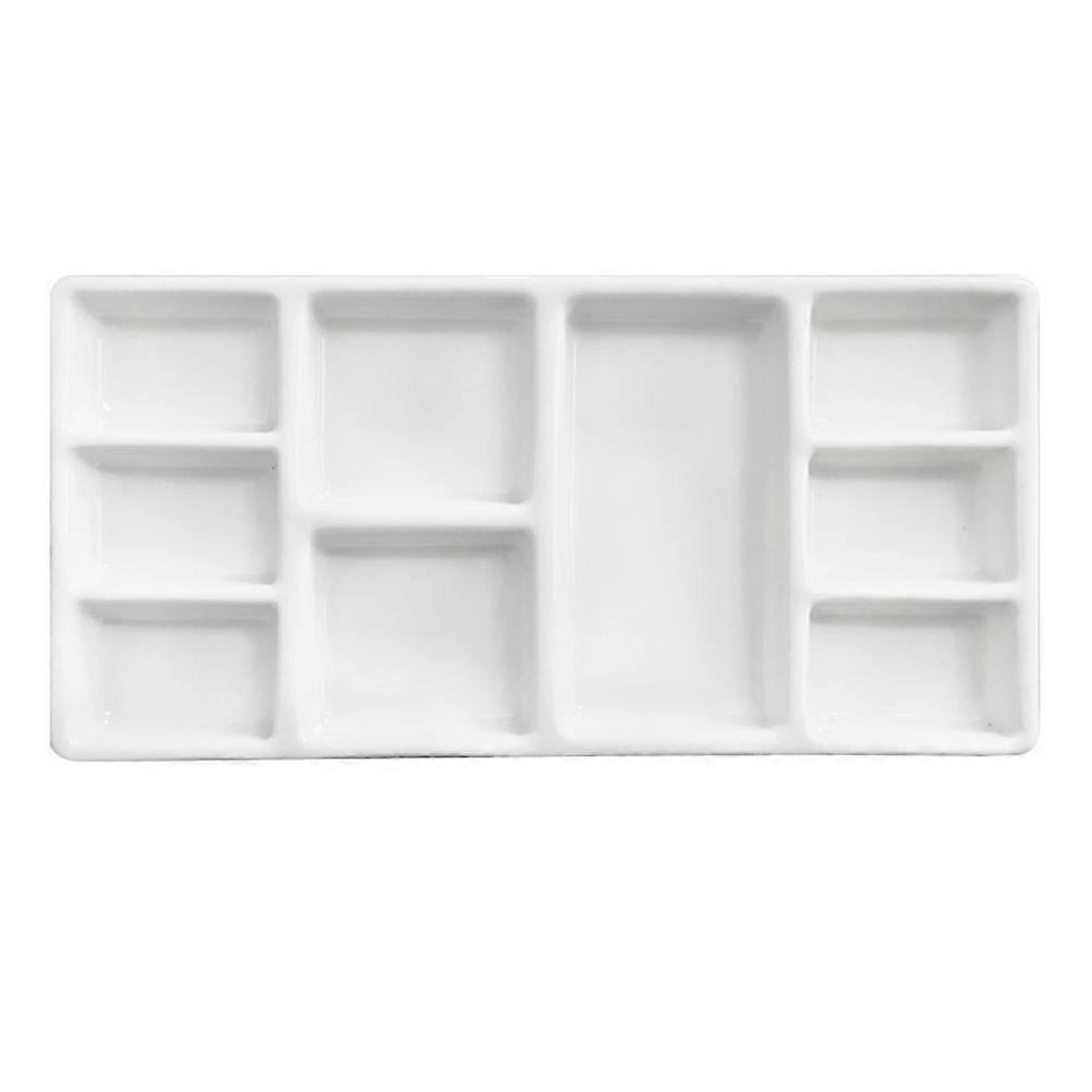 Rectangular Ceramic Paint Pallet White Pigment Tray Artists Diy Use 18.00X8.80X1.50CM Watercolor Painting 1Set