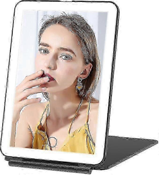 Portable Rechargeable Lighted Makeup Mirror - Foldable LED Travel Compact Design