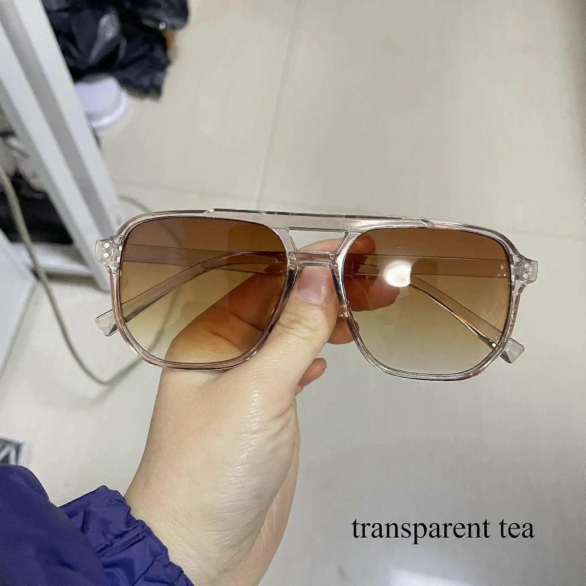 2024 Outdoor Ocean Slice Double Beam Sunglasses New Retro Jelly Color Women Square Sunglasses UV400 Eye Protection Goggles