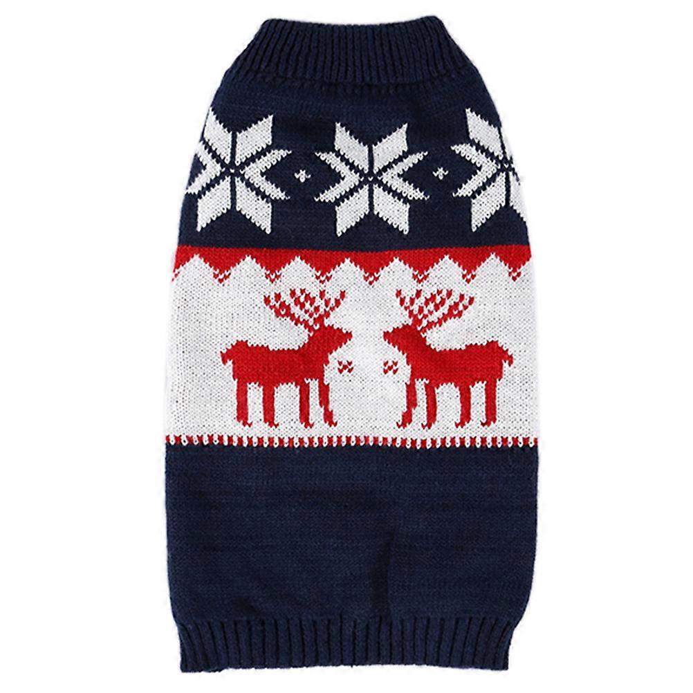 Dogs Clothes Daily Use Deer Pattern Knitted Navy S 1Pc Comfortable Pet